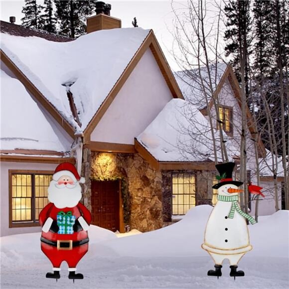 2 Pack Christmas Garden Metal Stakes, 31.5 Inch Decorative Snowman - Picture 5 of 8